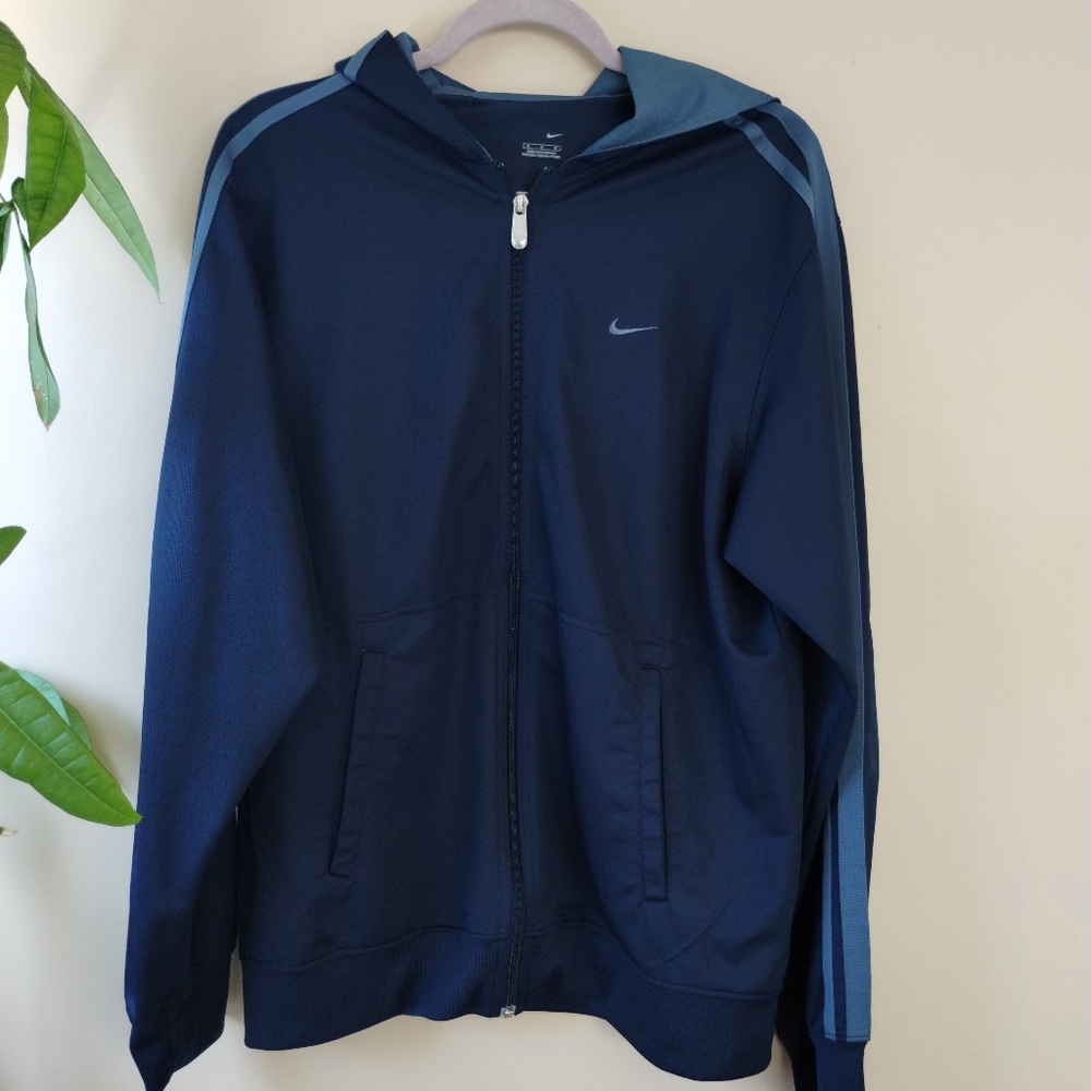 Nike Men's Navy Zip-Up Sweater Medium